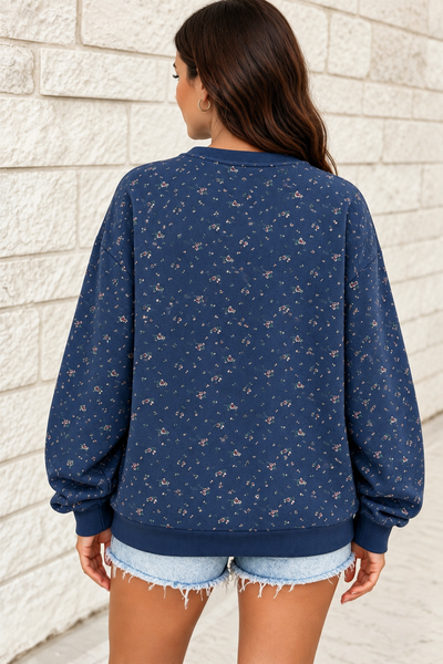 Bluebell Drift Floral Sweatshirt — lila back