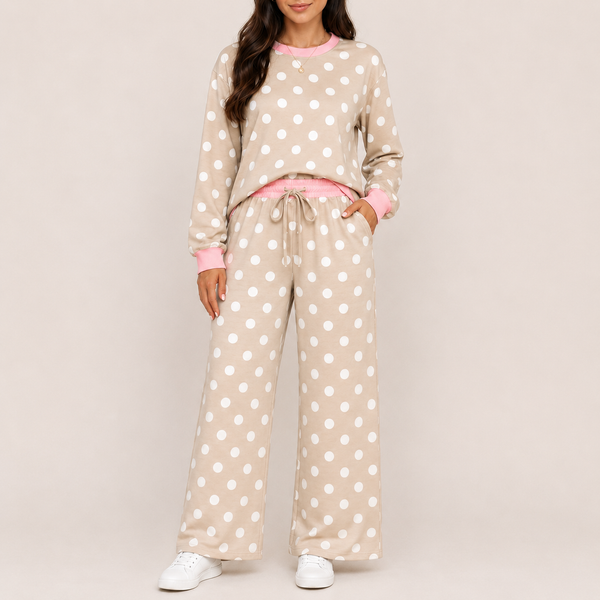 Biscotti Dot Contrast Trim Lounge Set — shopify lila hero v2