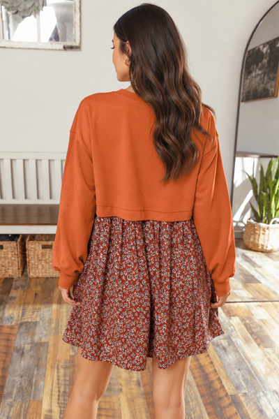 Sunlit Floral Patchwork Mini Dress — lila back
