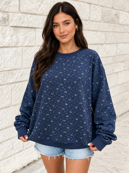 Bluebell Drift Floral Sweatshirt — lila front