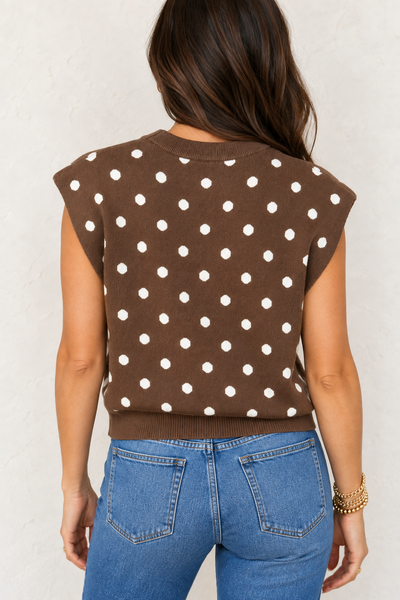 Mocha Dot Dolman Sweater — lila back