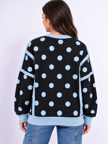 Dot Parade Patchwork Sweatshirt — lila back