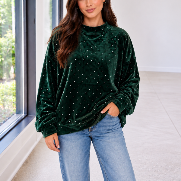 Evergreen Dots Velvet Tunic Sweatshirt — shopify hero