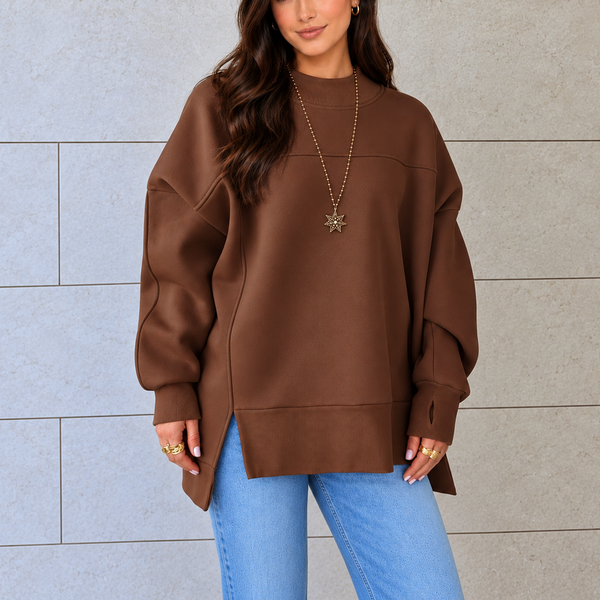 Coffeehouse Split-Hem Mock Neck Sweatshirt — shopify hero