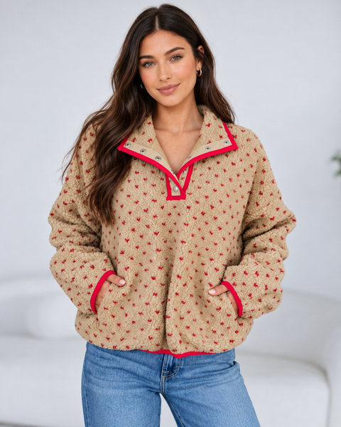 Heartline Contrast Fleece Sweatshirt — lila front