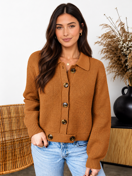 Golden Hour Ribbed Cardigan ? lila front