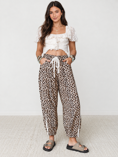 Midnight Leopard Ankle Pants - front view