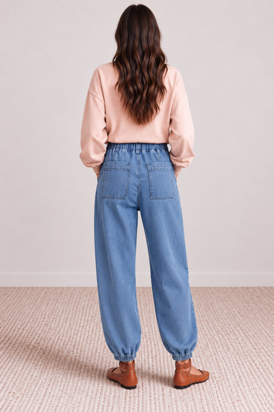 Easy Dusk Drawstring Jeans — lila back