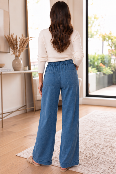Blue Mineral Flare Pants — lila back