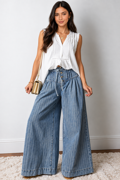 Blue Skies Stripe Wide Leg Jeans — LILA_FRONT