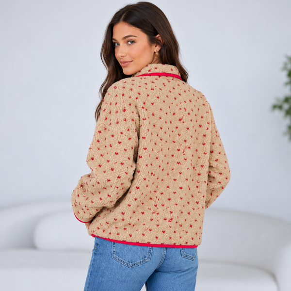 Heartline Contrast Fleece Sweatshirt — lila back