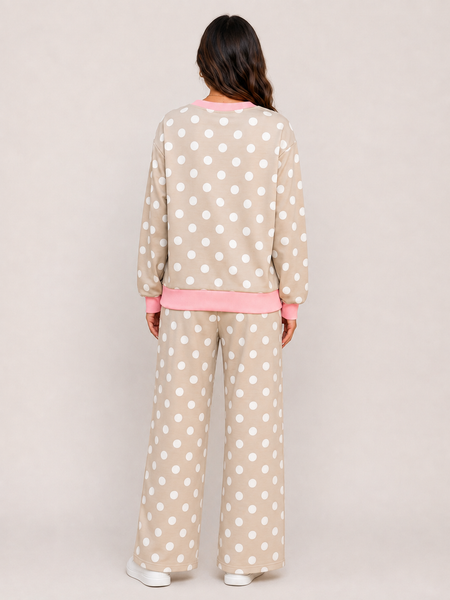 Biscotti Dot Contrast Trim Lounge Set — sandi approved lila back
