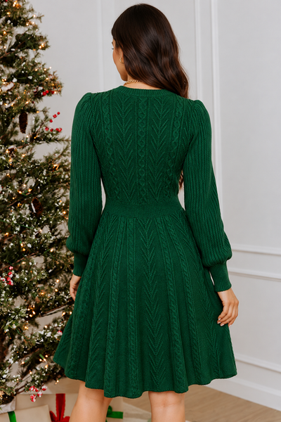 Evergreen Ribbon-Knit Mini Dress — lila back