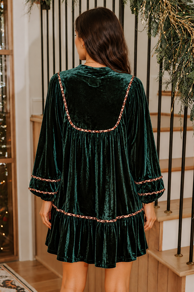 Woodland Velvet Leopard-Trim Dress — lila back