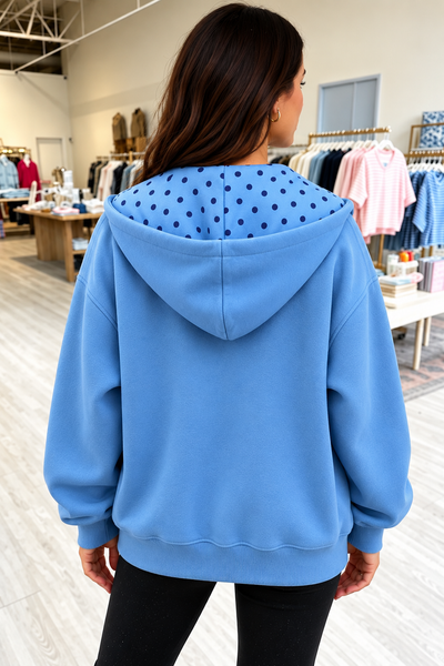 Bluebird Dots Zip-Up Hoodie — lila back