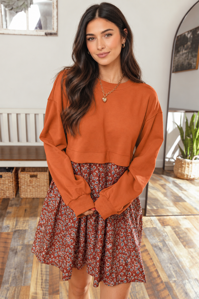 Sunlit Floral Patchwork Mini Dress — lila front
