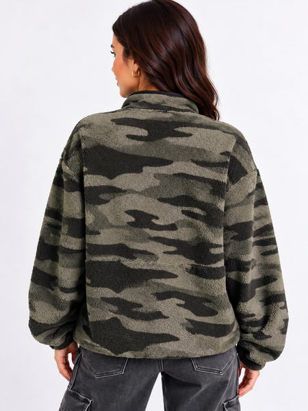 Trail Mix Camo Half-Zip Fleece Sweatshirt — lila back