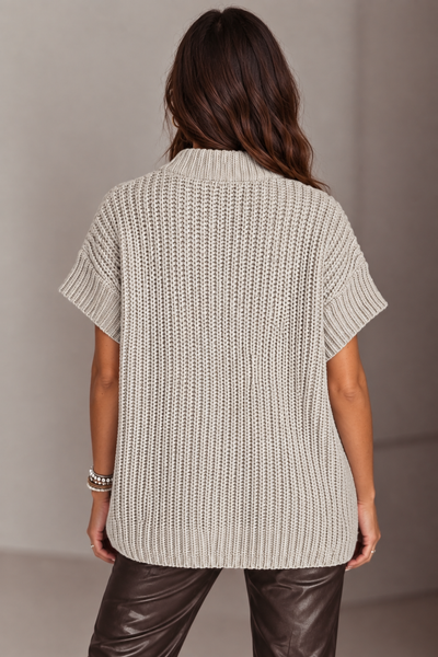 Coastal Zip Knit Sweater — lila back