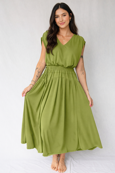 Olive Grove Cinch Midi Dress