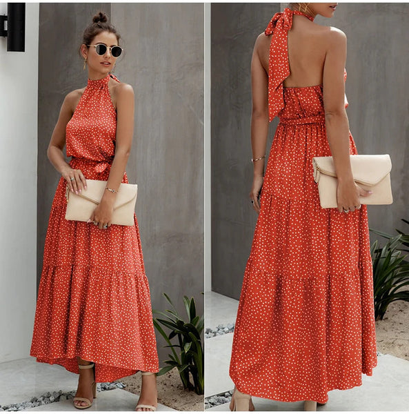 Sunset Starlight Halter Maxi Dress