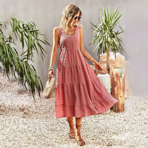 Sunlit Serenity Textured Maxi Dress