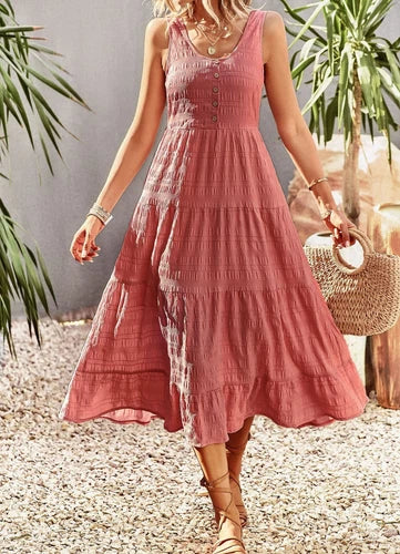 Sunlit Serenity Textured Maxi Dress