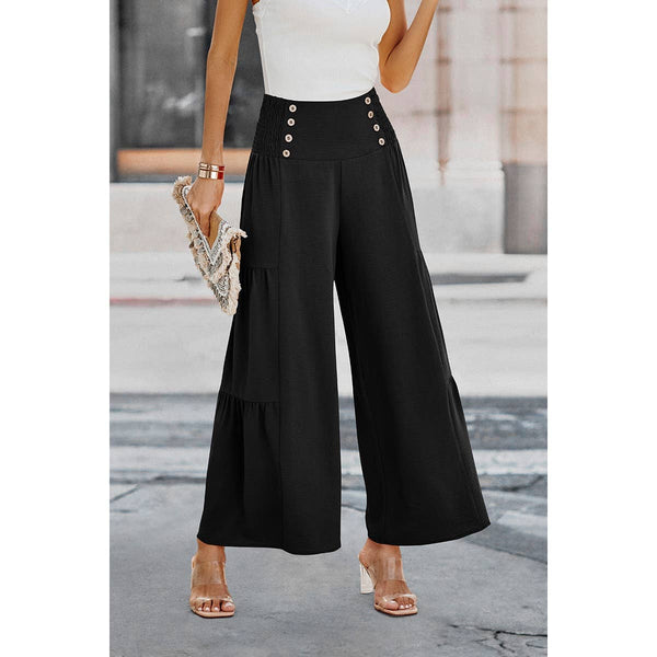 Buttoned Bliss Wide Leg Palazzos