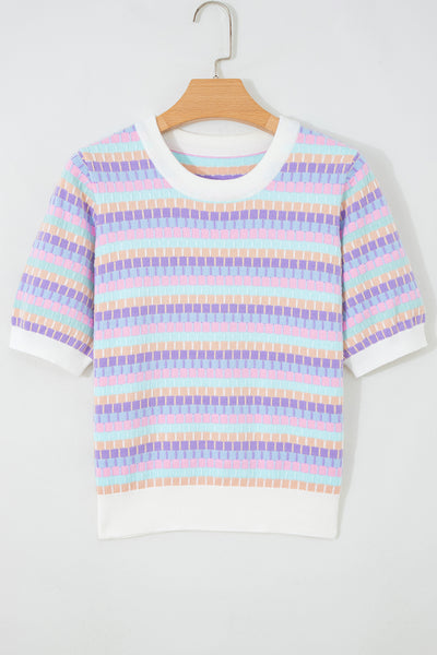 Violet Horizon Stripe Sweater