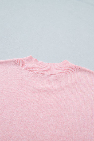 Pink Ribbon Wavy Trim Sweater