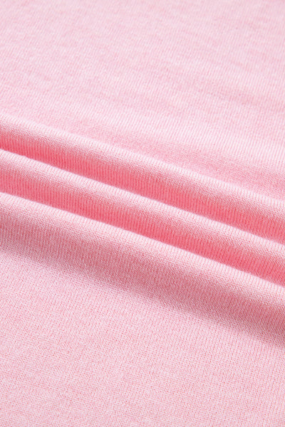Pink Ribbon Wavy Trim Sweater