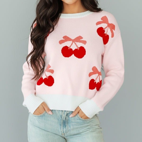 Bow & Berry Cherry Knit Sweater