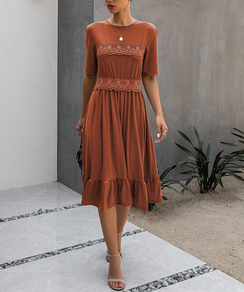 Autumn Grace Lace Midi Dress