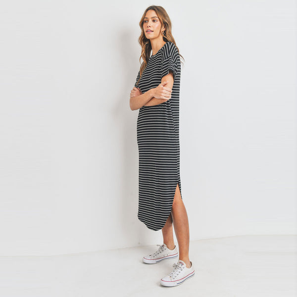 Sporty Striped Knit Dress