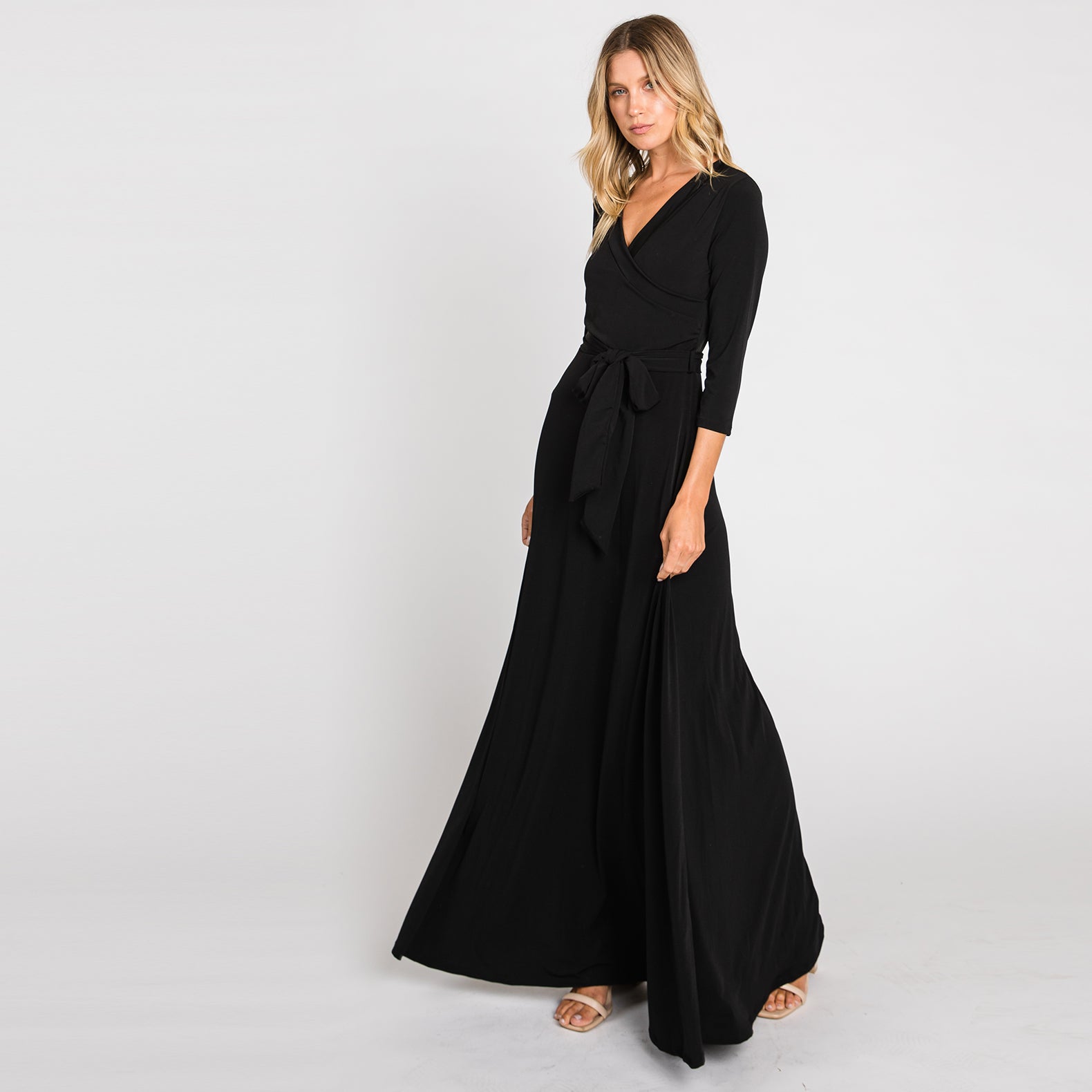 Love Kuza Black Venechia Maxi Wrap Dress Black / Large (10-12) Love Kuza Black Venechia Maxi Wrap Dress Black / Large (10-12)