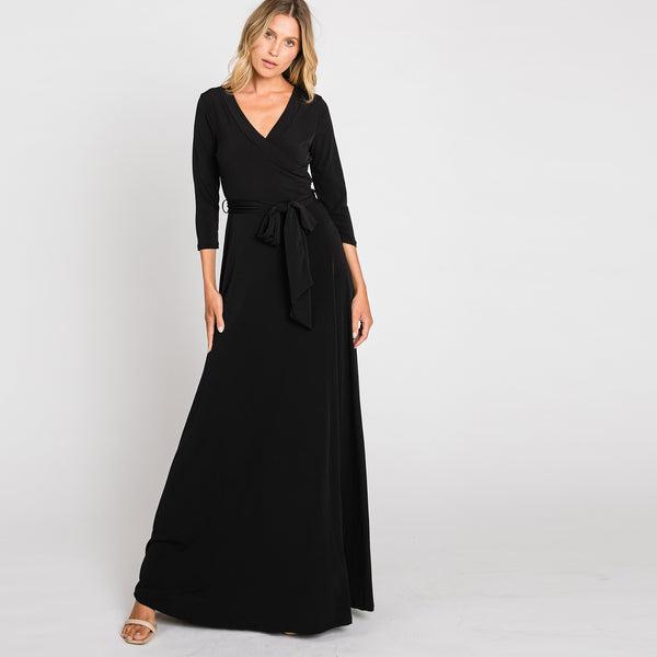 Black Venechia Wrap Dress