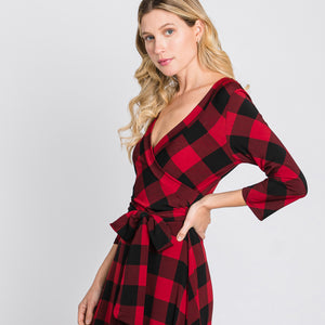 Love Kuza Red Buffalo Plaid Venechia Maxi Wrap Dress Love, Kuza Love Kuza Red Buffalo Plaid Venechia Maxi Wrap Dress Love, Kuza