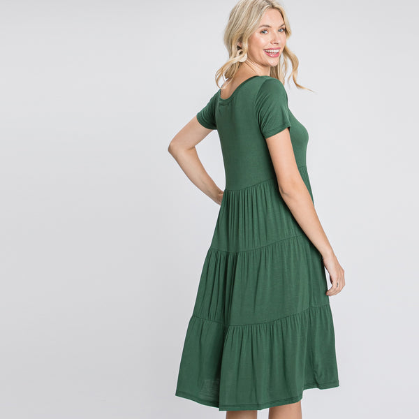Short Sleeve Casual Tiered Dress