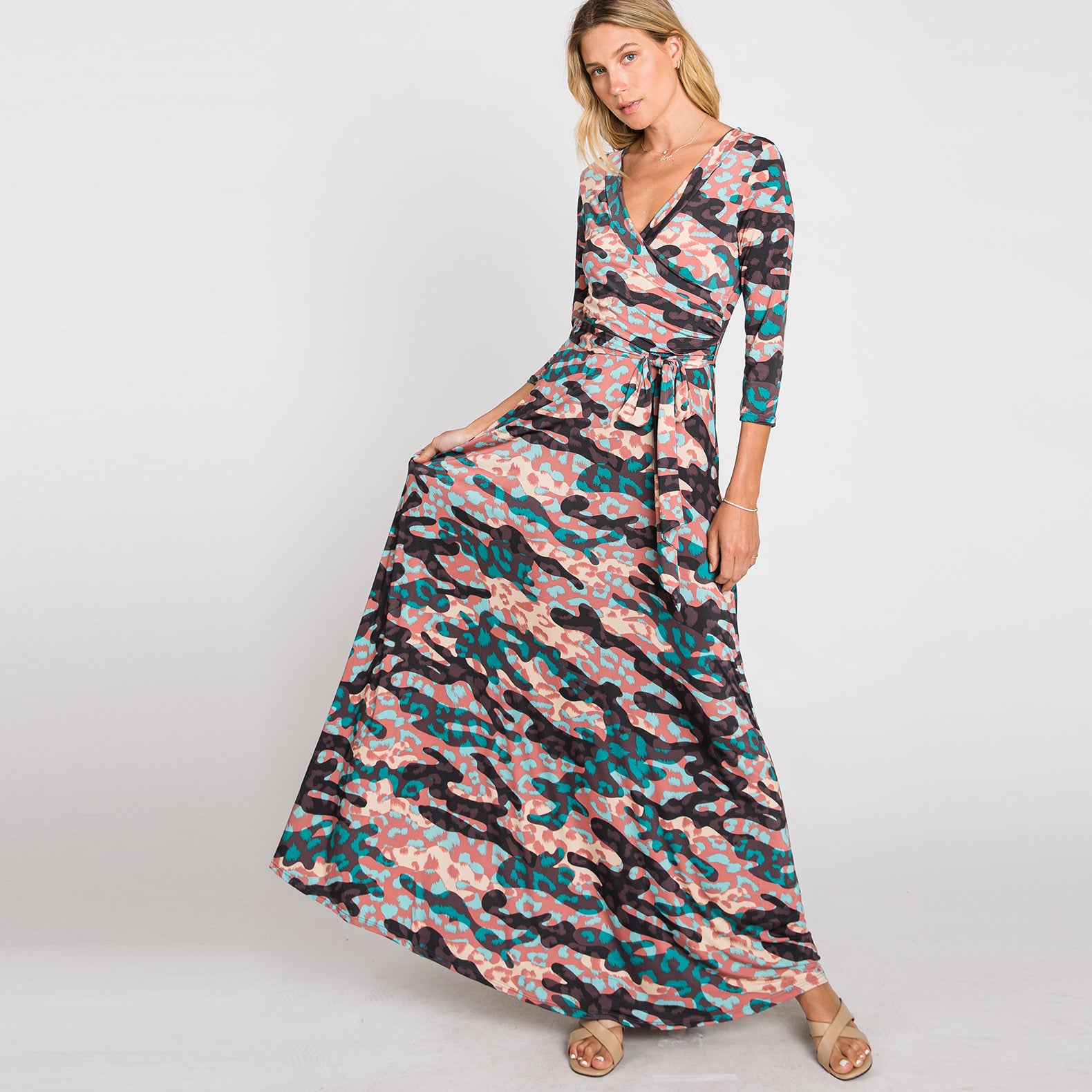 Love Kuza Pretty Camouflage Venechia Maxi Wrap Dress Mint / XLarge (14-16) Love Kuza Pretty Camouflage Venechia Maxi Wrap Dress Mint / XLarge (14-16)