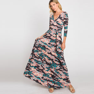 Love Kuza Pretty Camouflage Venechia Maxi Wrap Dress Mint / XLarge (14-16)