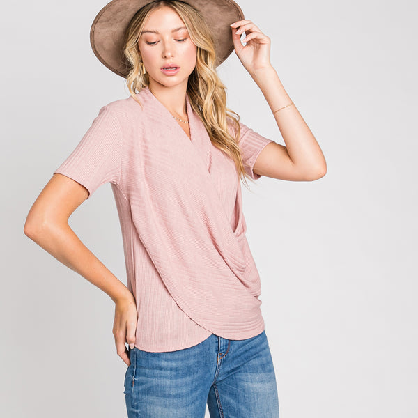 Dreamy Ribbed Wrap Blouse
