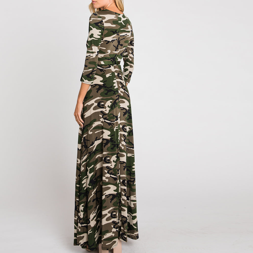 Love Kuza Original Camo Venechia Maxi Wrap Dress Camo / Medium (6-8) Love Kuza Original Camo Venechia Maxi Wrap Dress Camo / Medium (6-8)
