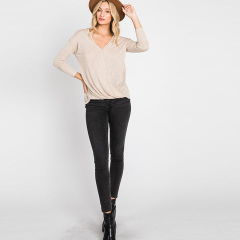 High-Low Delight Wrap Top | Fashion Top | Alluring Long Sleeve Top, Fall2022, high low hem top, long sleeve top, long sleeve v neck top, love kuza, lovely top, pretty top, solid top, Spring2022, v neck top, v neck wrap top, wrap long sleeve top | Love, Kuza