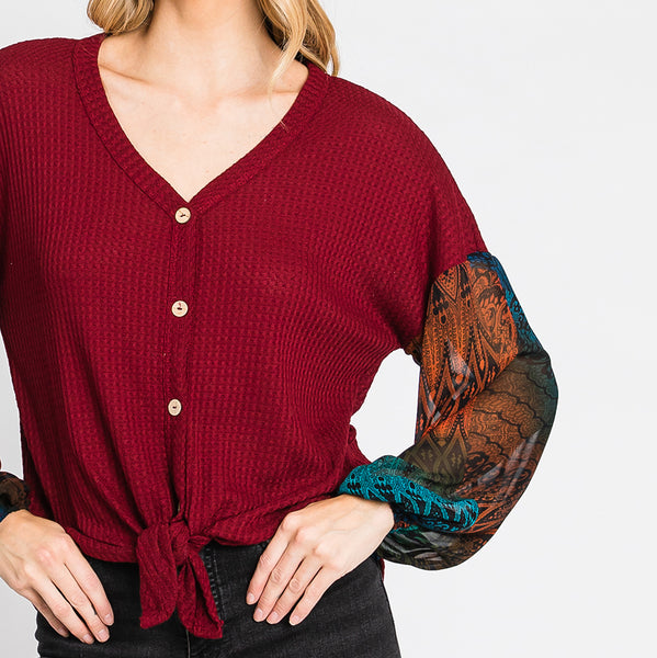 Vivid Button Down Sweater Top