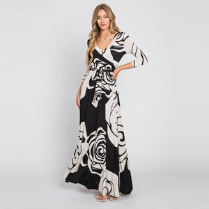 Love Kuza Rose Noir Venechia Maxi Wrap Dress Love, Kuza Love Kuza Rose Noir Venechia Maxi Wrap Dress Love, Kuza