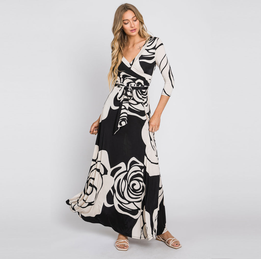 Love Kuza Rose Noir Venechia Maxi Wrap Dress Love, Kuza Love Kuza Rose Noir Venechia Maxi Wrap Dress Love, Kuza