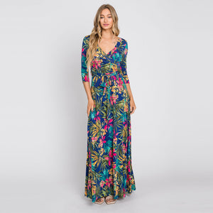 Tropical Bloom Venechia Maxi Wrap Dress