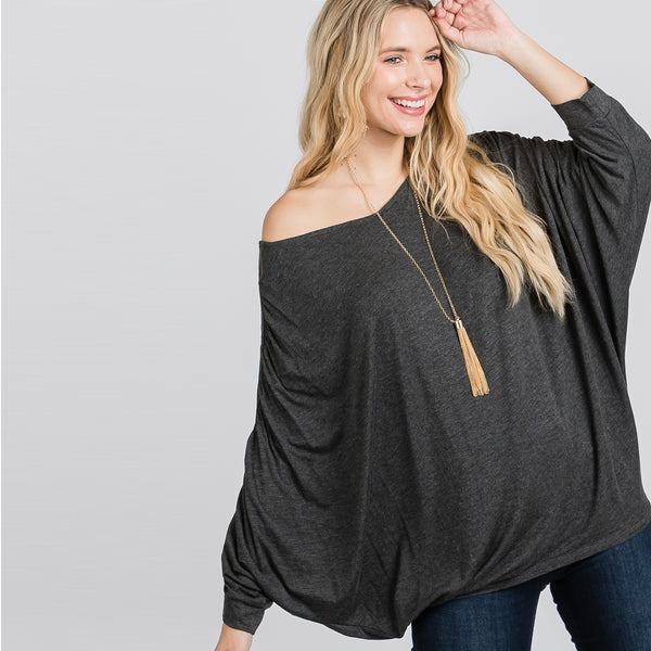 Countess Doll Man Top | tops on sale | bat wing, black, black top, burgundy, burgundy top, charcoal, charcoal top, doll man, fall, flowy, love kuza, Made in USA, olive, olive top, soft, strectchy, tops on sale, winter | Love, Kuza