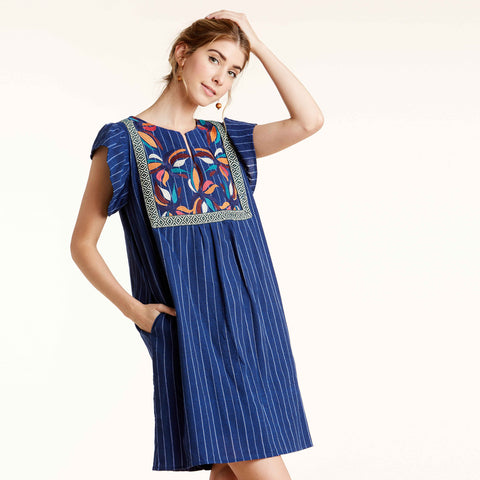 Vivid Embroidered Pocket Dress - Love, Kuza