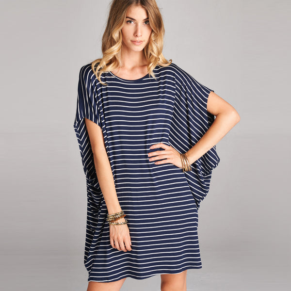 Oversize Stripe Cap Sleeve Dress - Love, Kuza