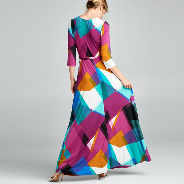 Abstract Geo Venechia Wrap Dress - Love, Kuza
